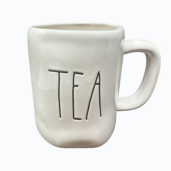 Rae Dunn TEA Mug Ceramic Large Coffee Cup Magenta LL Farmhouse Gift White 16 Oz - Picture 1 of 9